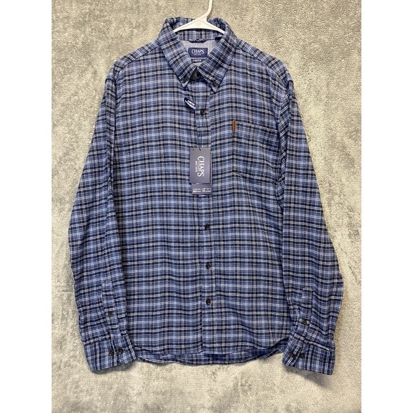 Chaps Other - Chaps Men's Long Sleeve Blue Plaid Stretch Button Down Shirt Size XL